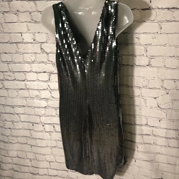 Aqua Capsule NEW Maddie&Tae Silver-Gray, Sequin, Sleeveless, Metallic Mini Dress - Picture 5 of 9